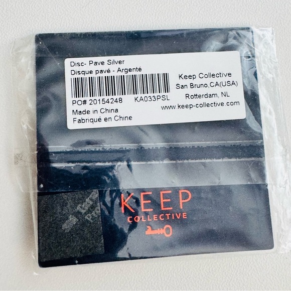 NWT Keep Collective Pave Disc Charm - Silver Crystal Bracelet Slider - Picture 2 of 4